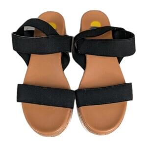 Maui Island Womens 8 Platform Sandals Black Strappy Comfort Vacation